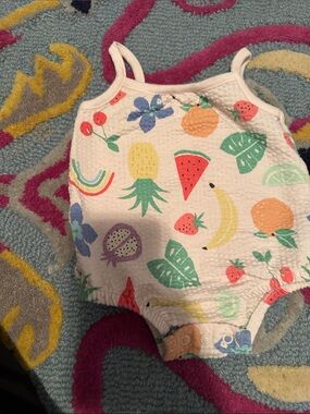 Garanimals White Baby Onesie Romper with Multicolor Fruit Print